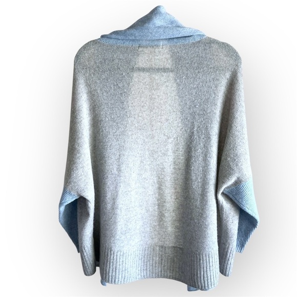 Subtle Luxury 100%Cashmere cocoon Cardigan open front shawl collar blue S/M - Picture 3 of 13